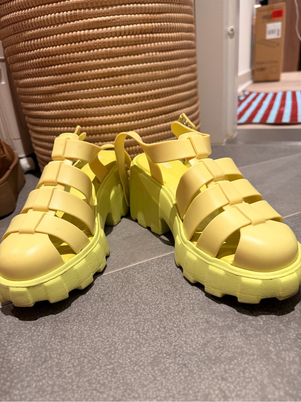 Melissa Chunky Yellow Platform Strappy Sandals